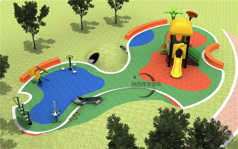 戶(hù)外健身器材和兒童滑梯規(guī)劃效果圖