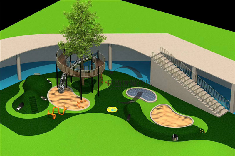 商場(chǎng)超市戶外不銹鋼滑梯定制效果圖