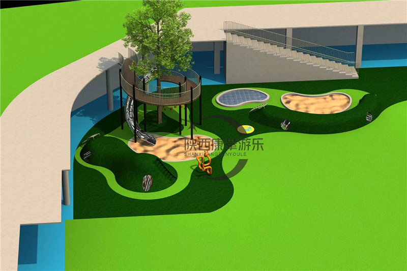 商場(chǎng)超市戶外不銹鋼滑梯定制效果圖