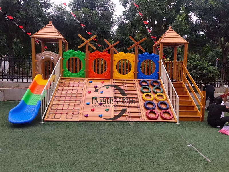 兒童實(shí)木攀爬帶輪胎滑梯 兒童實(shí)木攀爬帶輪胎滑梯
