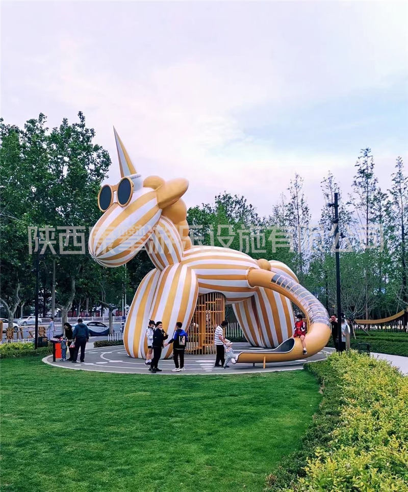 戶外斑馬造型非標(biāo)不銹鋼滑梯